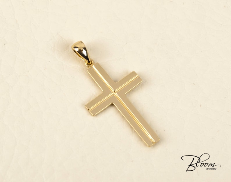 White Gold Cross Necklace 14K Solid Gold Cross Pendant Mens Gold Cross 14K White Gold Pendant for Man Bloom Jewellery 14K Yellow Gold