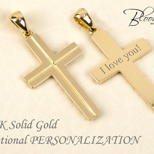 Mens Custom Gold Cross Pendant 14K Gold Cross for Man Gold Cross Classic Cross Necklace Solid Gold Pendant Mens Gold Cross Bloom Jewellery