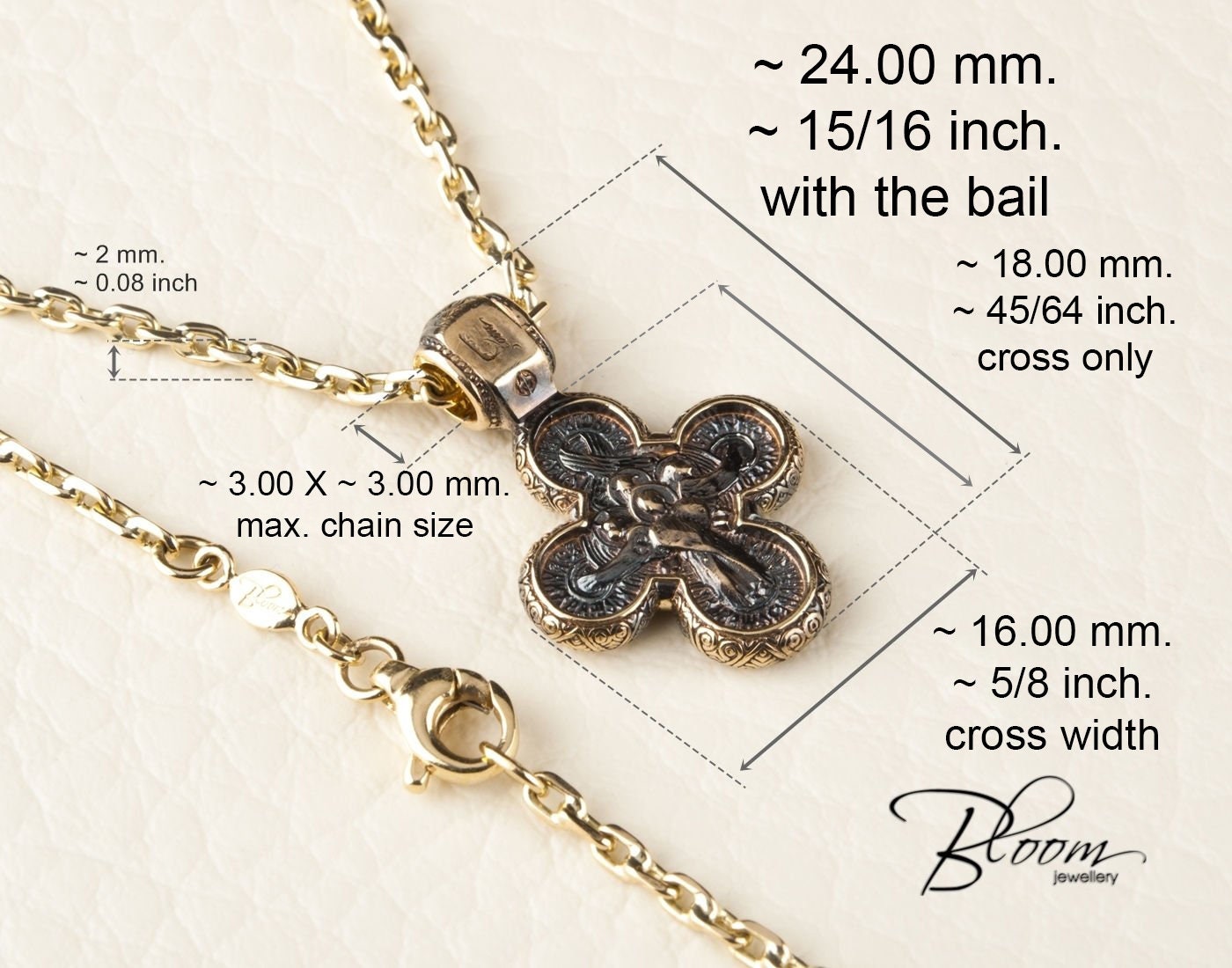 14K Solid Gold Orthodox Cross Necklace, Heavy Duty Cable Chain - Etsy Jewelry 14k solid two tone gold Rope necklace chain 16.00\