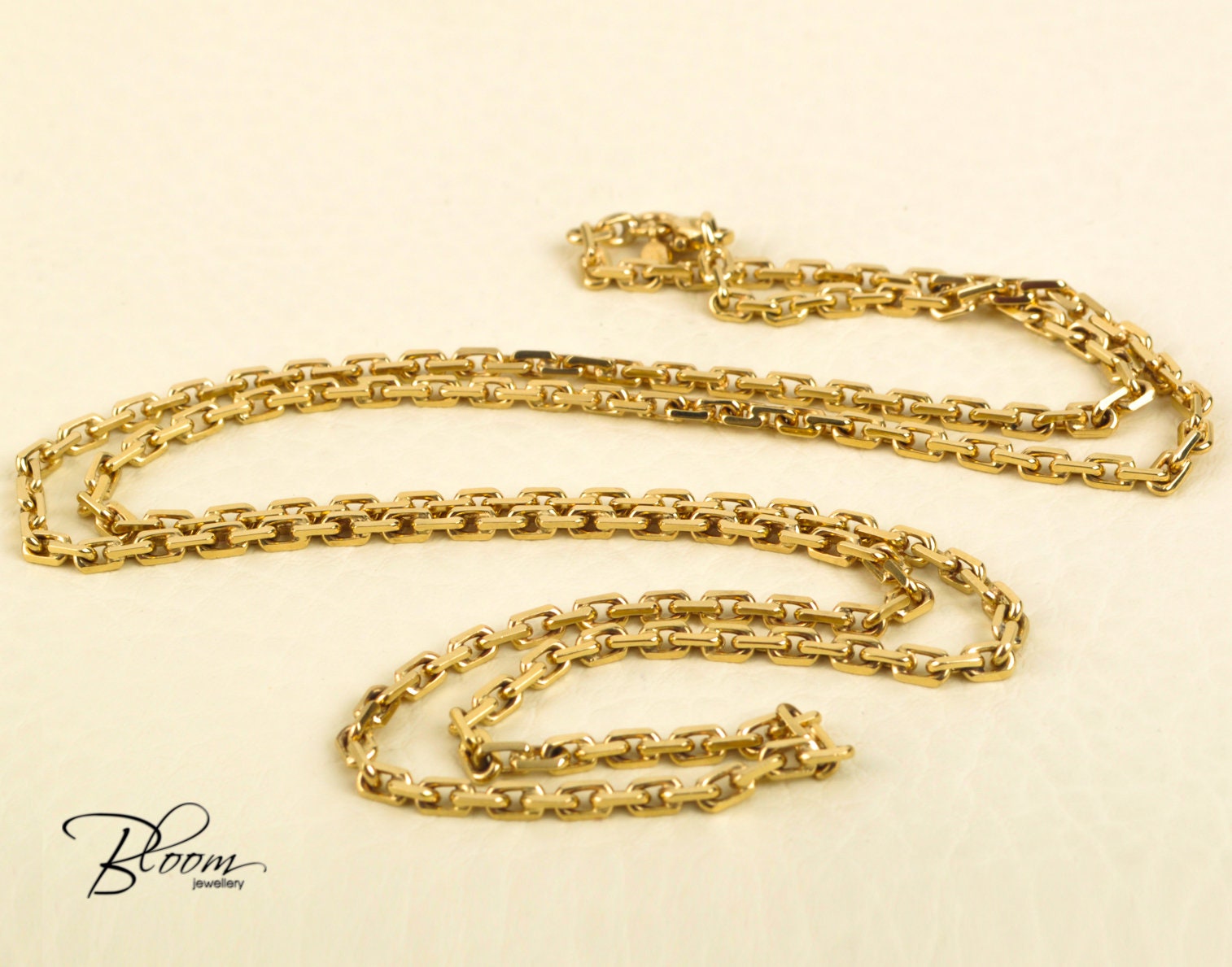 Gold Chain Necklace 14K Solid Gold Mens Chain 2.20 mm. Bloom Jewellery
