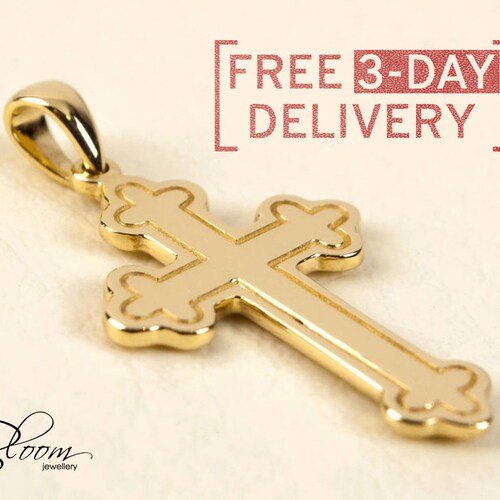 Fast Delivery Baptism Cross Pendant 14K 