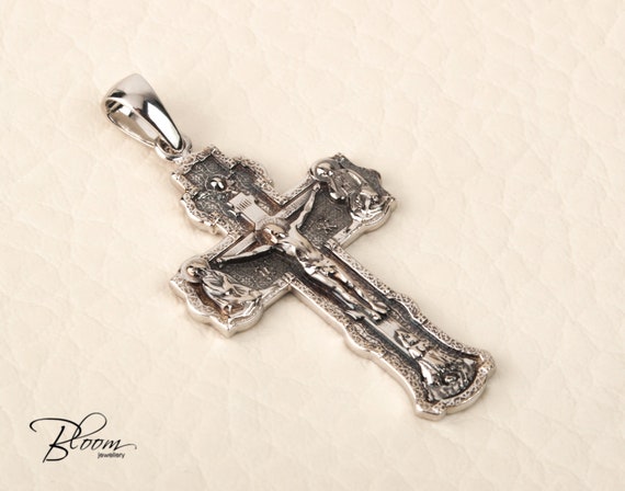 Buy Silver Large Orthodox Cross Necklace Men Jewelry Pendant Mens Oxidized  Silver Greek Orthodox Cross Necklace Online in India - Etsy