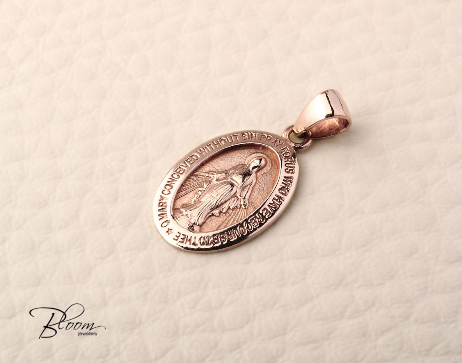 Miraculous Medal Catholic Virgin Mary Pendant 14K Solid Gold ...