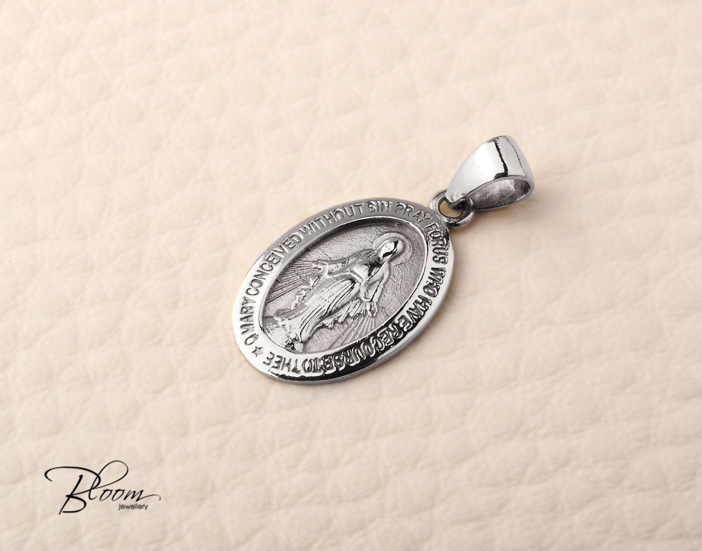Miraculous Medal Catholic Virgin Mary Pendant 14K Solid Gold ...
