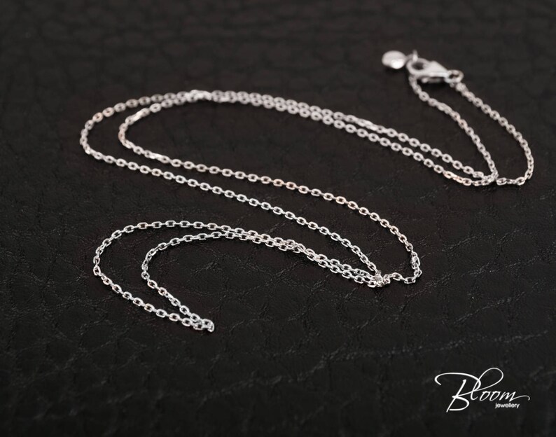 Thin White Gold Chain 14K Solid White Gold Necklace Delicate Etsy