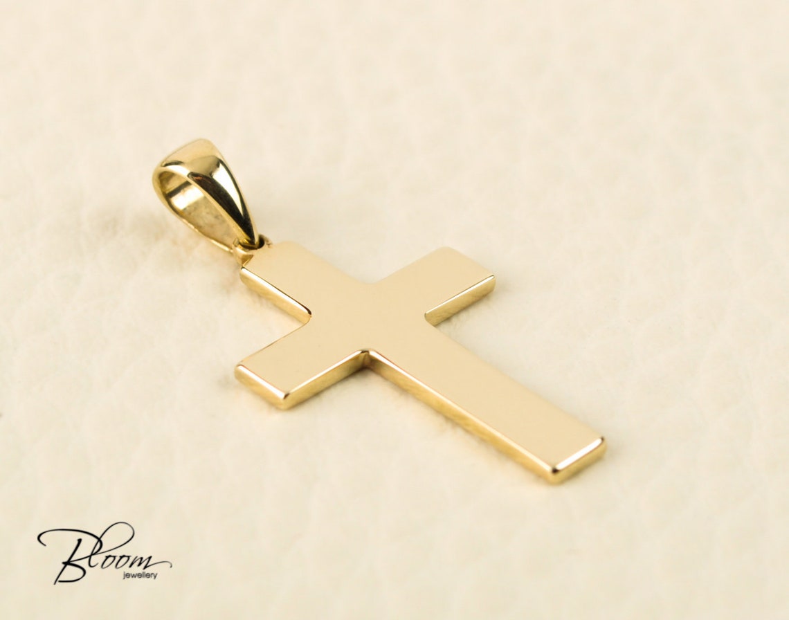 Baptism Gold Cross Necklace 14K Solid Gold Cross Pendant - Etsy