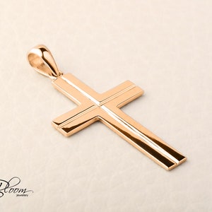 White Gold Cross Necklace 14K Solid Gold Cross Pendant Mens Gold Cross 14K White Gold Pendant for Man Bloom Jewellery 14K Rose Gold