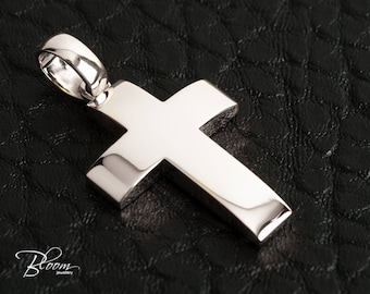 Custom White Gold Cross for Men 14K Personalized Gift BloomDiamonds