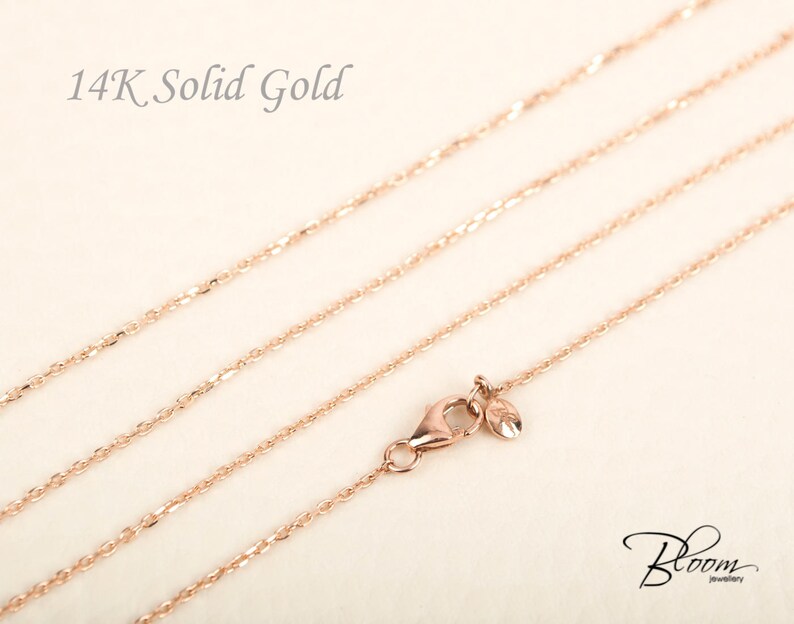 Delicate Rose Gold Chain Necklace 14K Solid Gold Chain Thin Etsy
