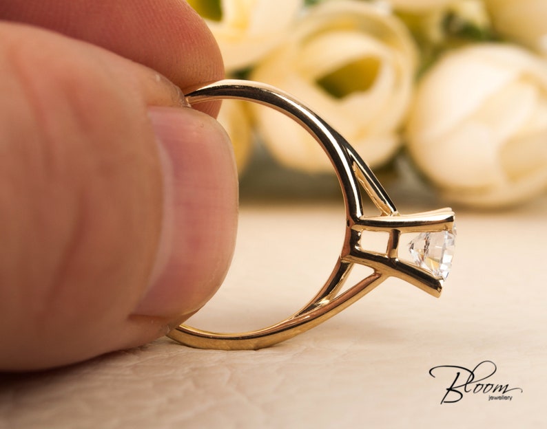 Yellow Gold Engagement Ring 14K Gold CZ Cubic Zirconia Stone ...