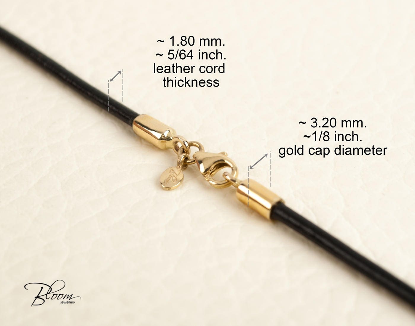 Black Leather Cord Necklace 14K Gold Clasps Gold Leather Black Leather Cord Necklace 14K Gold Clasps Gold Leather