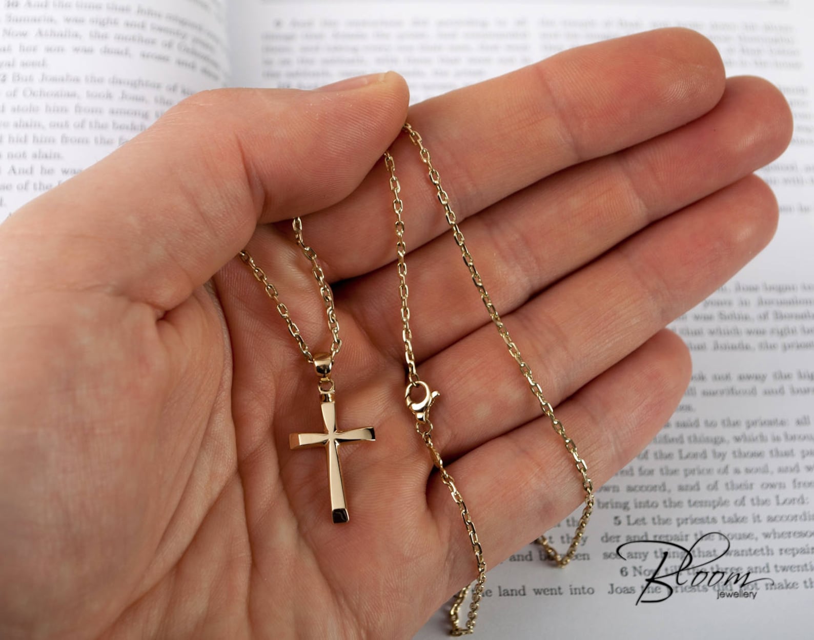 Baptism Cross Necklace 14K Gold Cross Necklace Mens Cross Etsy