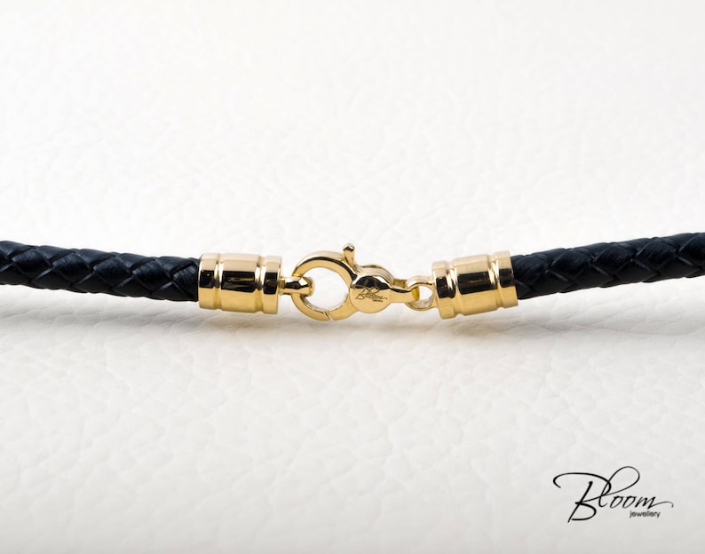 Leather Cord Necklace for Men 14K Solid Gold Clasps Leather Etsy
