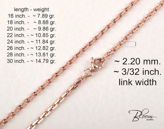 Rose Gold Chain Necklace 14K Solid Rose 