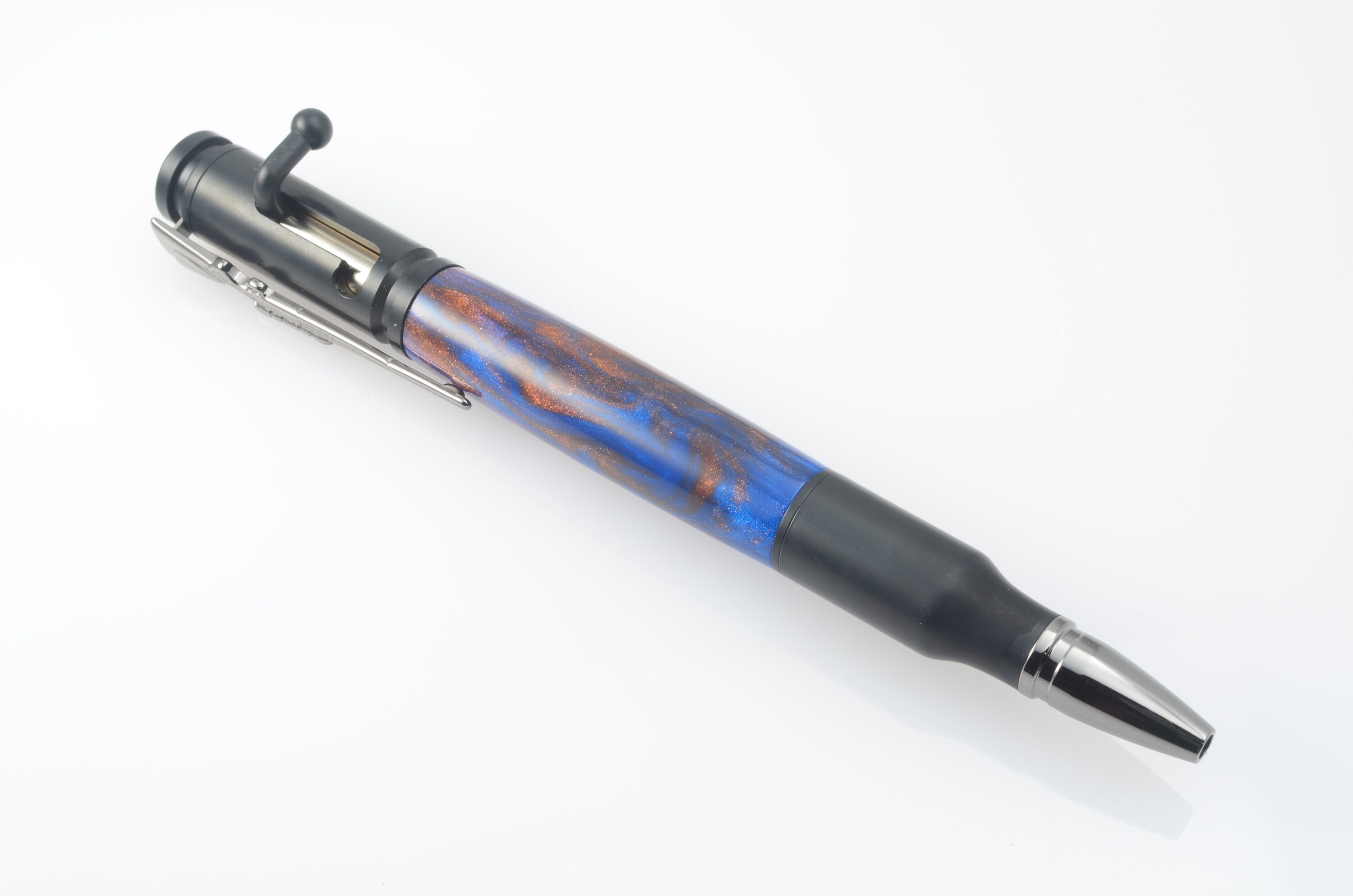 Bolt Action 30Cal Bullet Pen with Rifle Clip in Matte Black, hunter