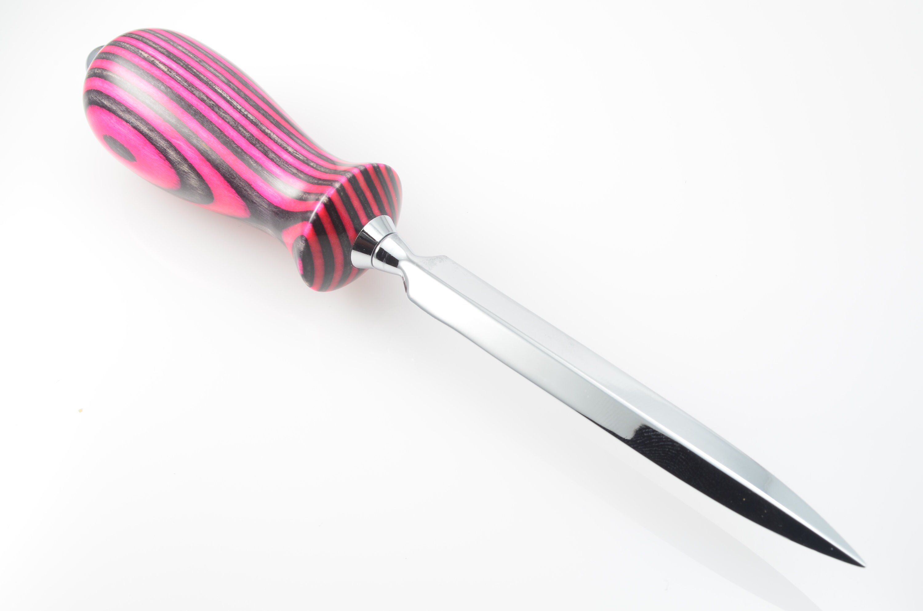 Letter Opener, Pink and Grey Wood with Chrome, special gift, desk
