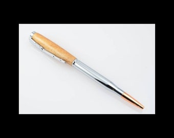 Figured Maple Slim Style Bullet Pen, Rifle Clip, Twist Pen