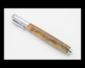 Spalted Tamarind Wood Rollerball Pen: Chrome Handmade Writing Pen
