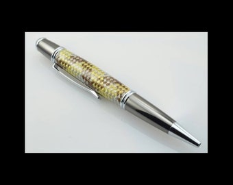 Metal Mesh Acrylic Ballpoint Pen, Gunmetal & Chrome, Handmade