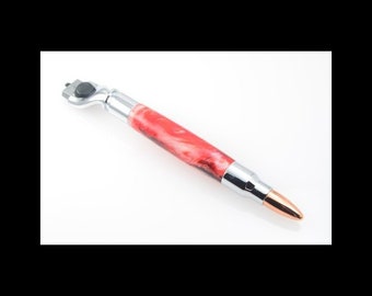 Handmade Bullet Razor, MACH3/Venus Compatible, Red Swirl Acrylic