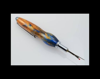 Blue & Gold Acrylic Seam Ripper: Chrome Sewing Tool