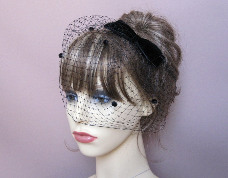 Black birdcage veil wedding funeral fascinator formal veil Etsy