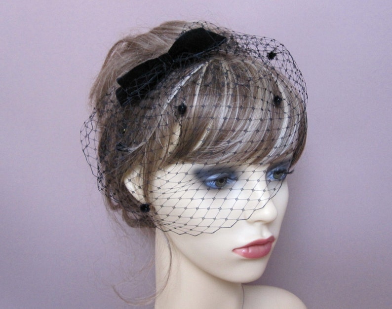 Black birdcage veil wedding funeral fascinator formal veil Etsy