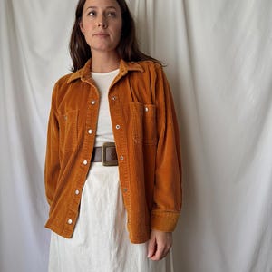 90s Rust Orange Corduory Shacket Overshirt