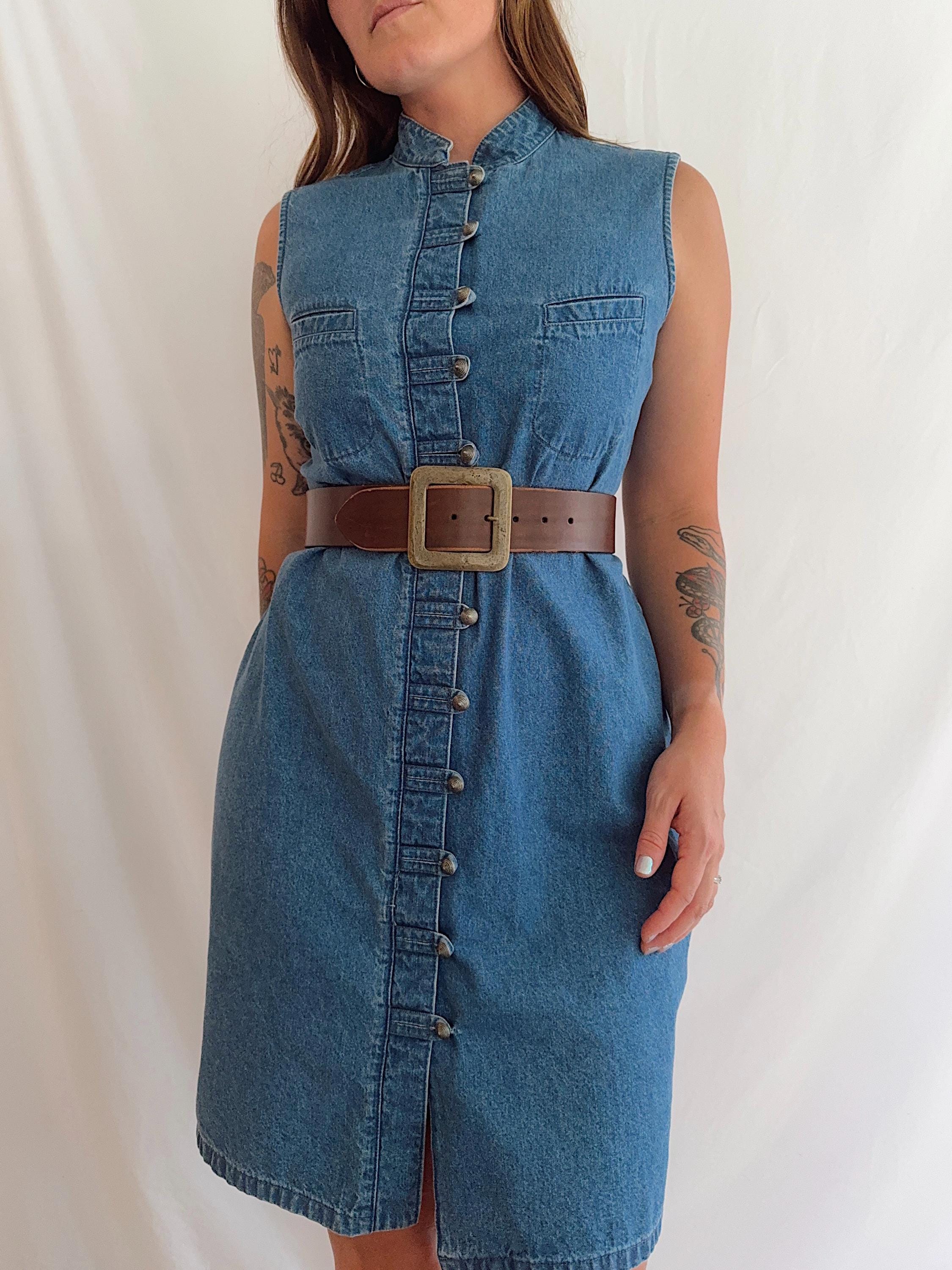 Vintage Denim Sleeveless Dress - Etsy