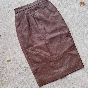 vintage brown leather skirt