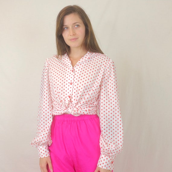 Bishop Sleeve Polka Dot Blouse