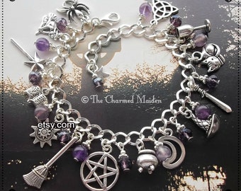 Wizard wNatural Amethyst Crystal ~Sterling Silver~ Hand Cast w18 Sterling Chain