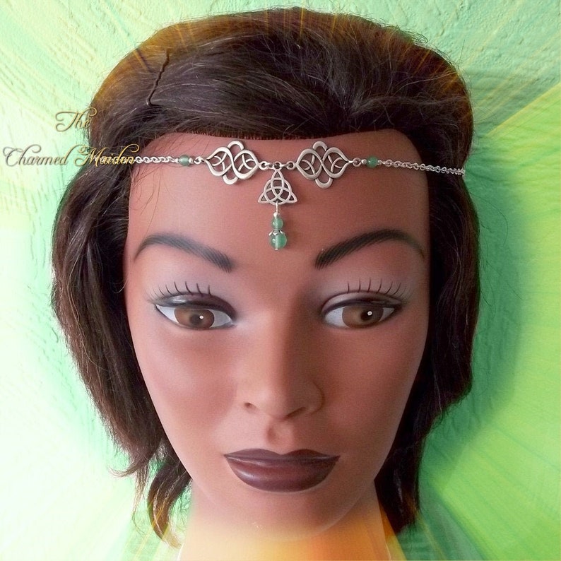 Green Aventurine Celtic Headpiece Triquetra Celtic Knot Head Etsy