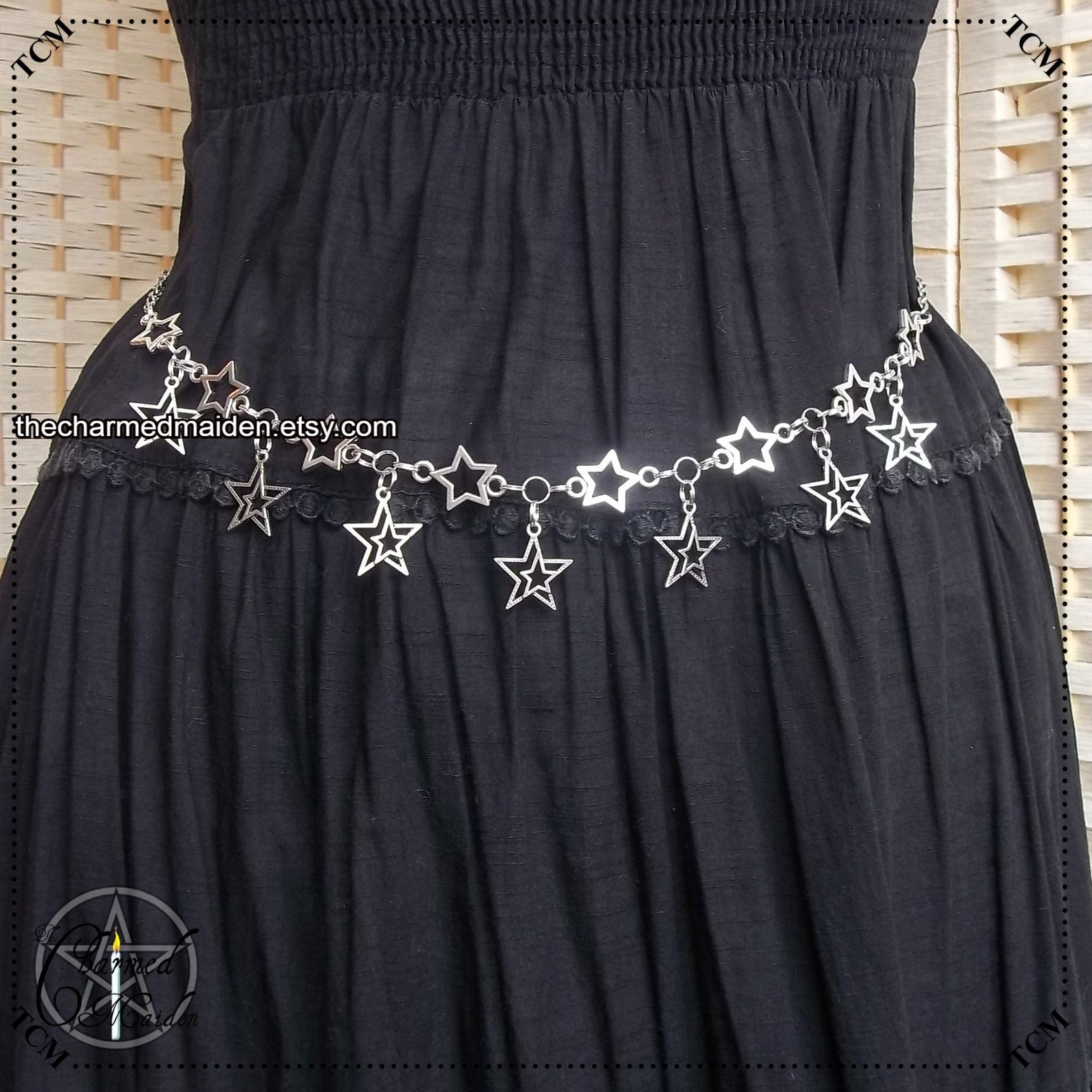 Silver Stars Girdle Belt Wicca Witch Chain Belt Silver Waist Etsy