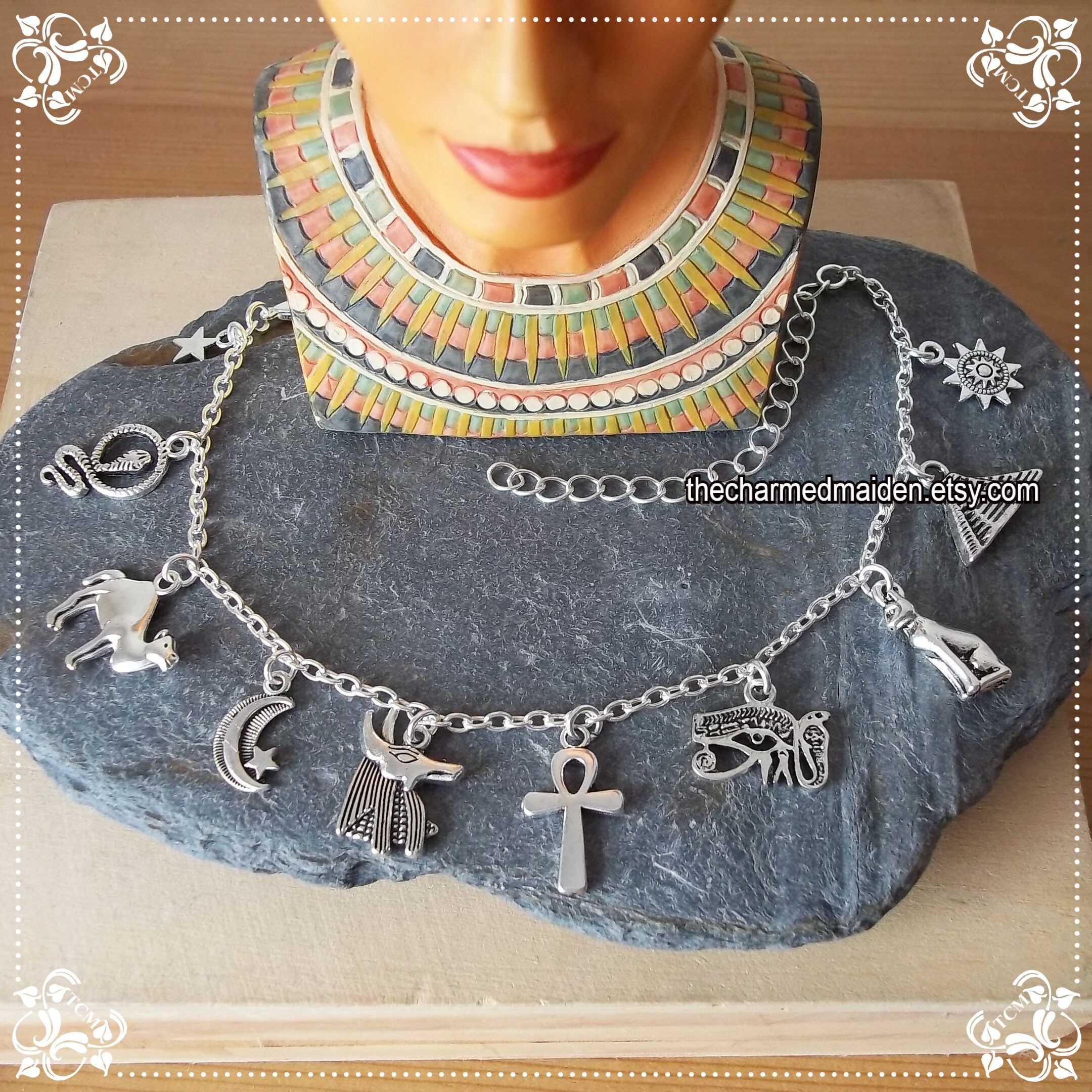 Egyptian Ankle Bracelet Silver Ankle Chain Charm Anklet Etsy