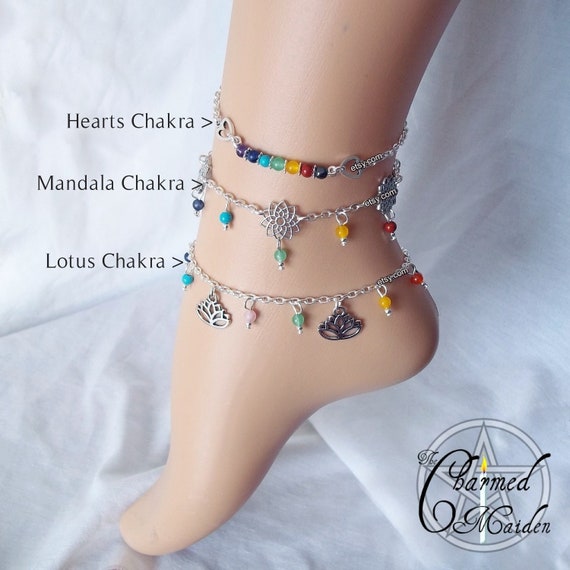 Chakra Anklet Beaded Ankle Bracelet Charm Ankle Chain Rainbow