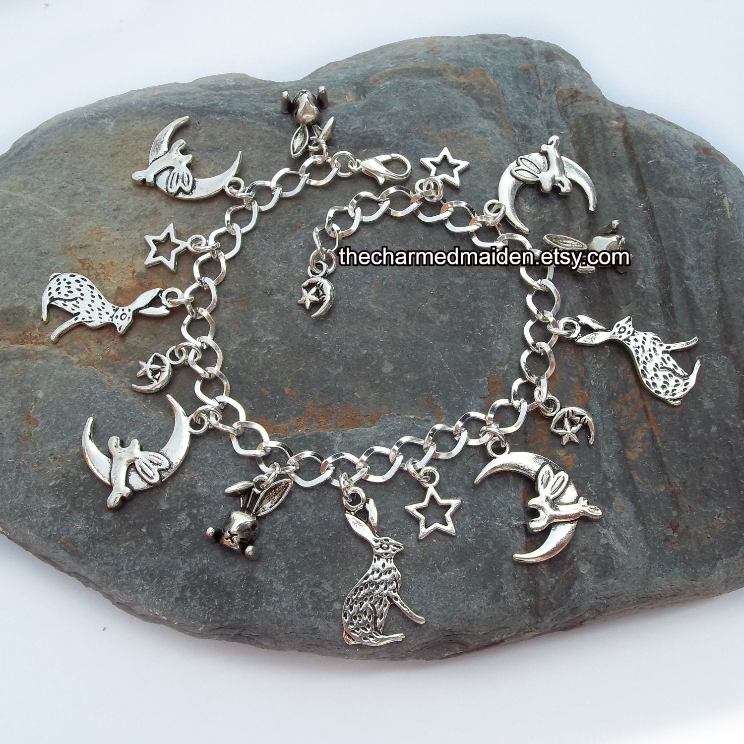 Woodland Creature Charm Bracelet - Sterling Silver Bracelet with