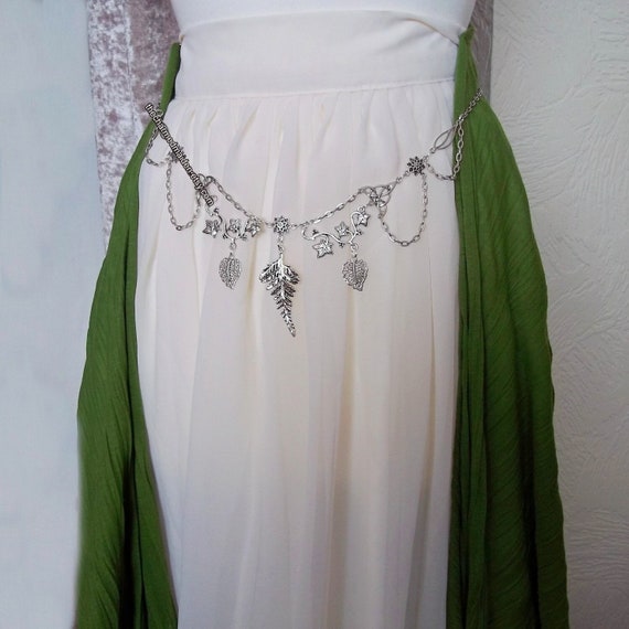 Elven Fantasy Wedding Fern Leaf Girdle Belt, Forest Fairy Chain