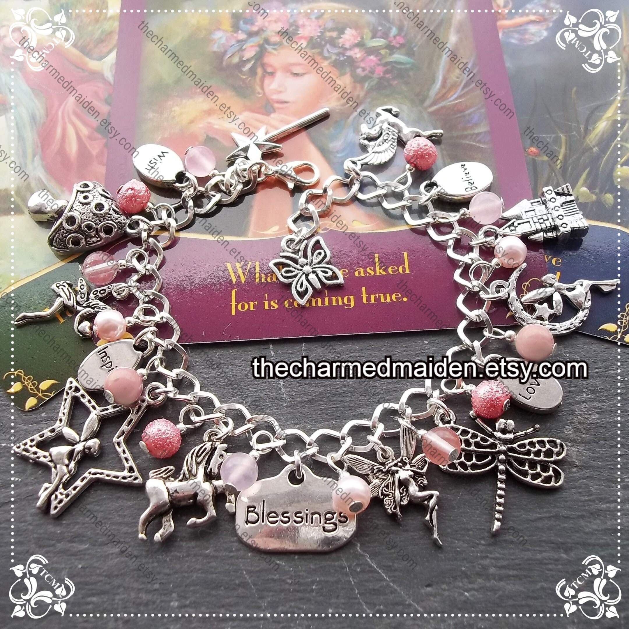 Liberty Print Monogram Stamped Charm Bracelet | Hippy By Mama Jewels  artisan gift box co | notonthehighstreet.com