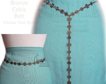 Bronze Celtic Belt, Medieval Larp Girdle, Warrior Knight Costume, Unisex Ren Faire Dress Chain, 18 Adjustable Sizes, Handmade In The UK