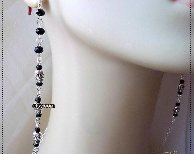 Gothic Glasses Chain Skulls Glasses Chain Black Beaded Etsy UK