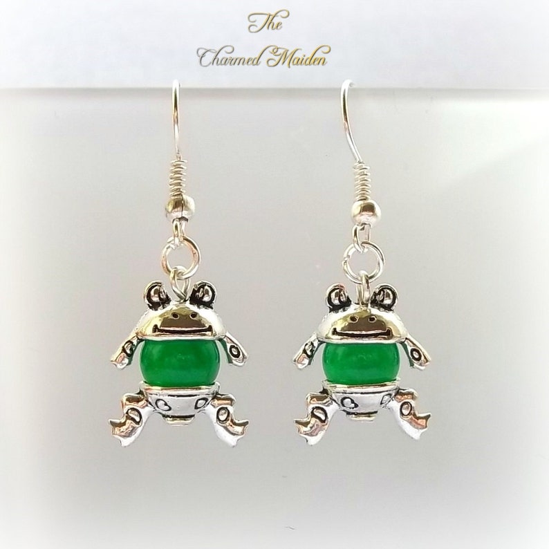 Green Jade Frog Earrings Toad Earrings Frog Jewellery Etsy