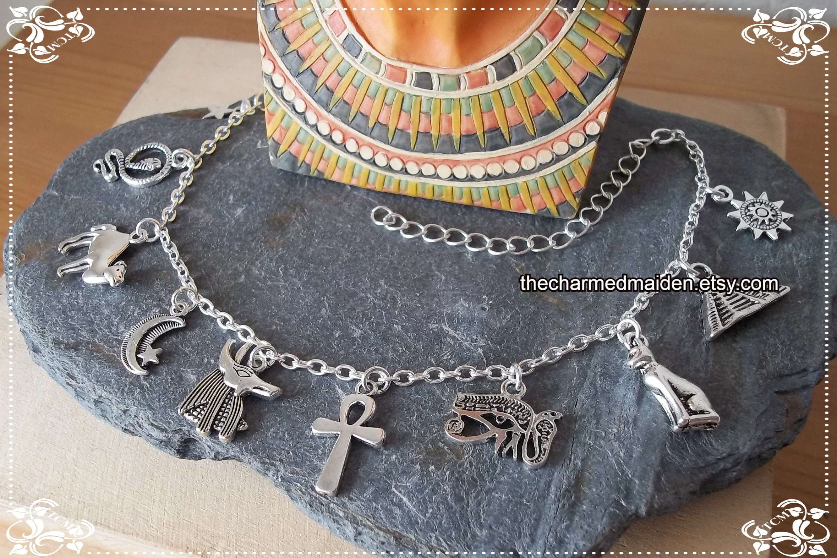 Egyptian Ankle Bracelet Silver Ankle Chain Charm Anklet Etsy