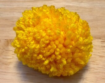 Small pompom fidget ball, fidget toy, stress ball, yellow, vegan.