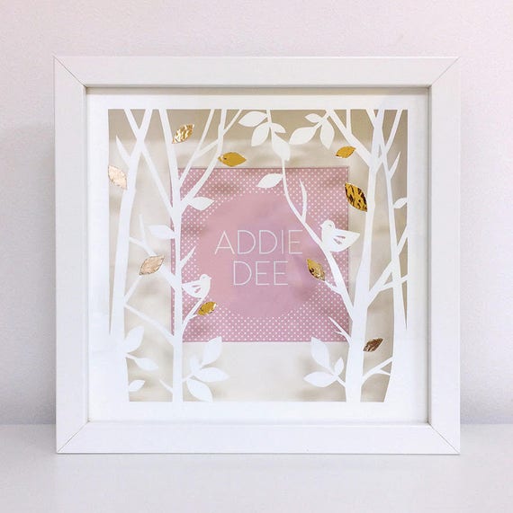 Birds and Trees Hand Cut Personalised Paper cut & Print Gift
