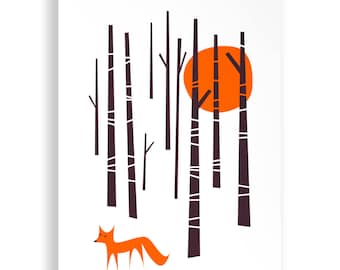 Winter Woodland Fox Print A4