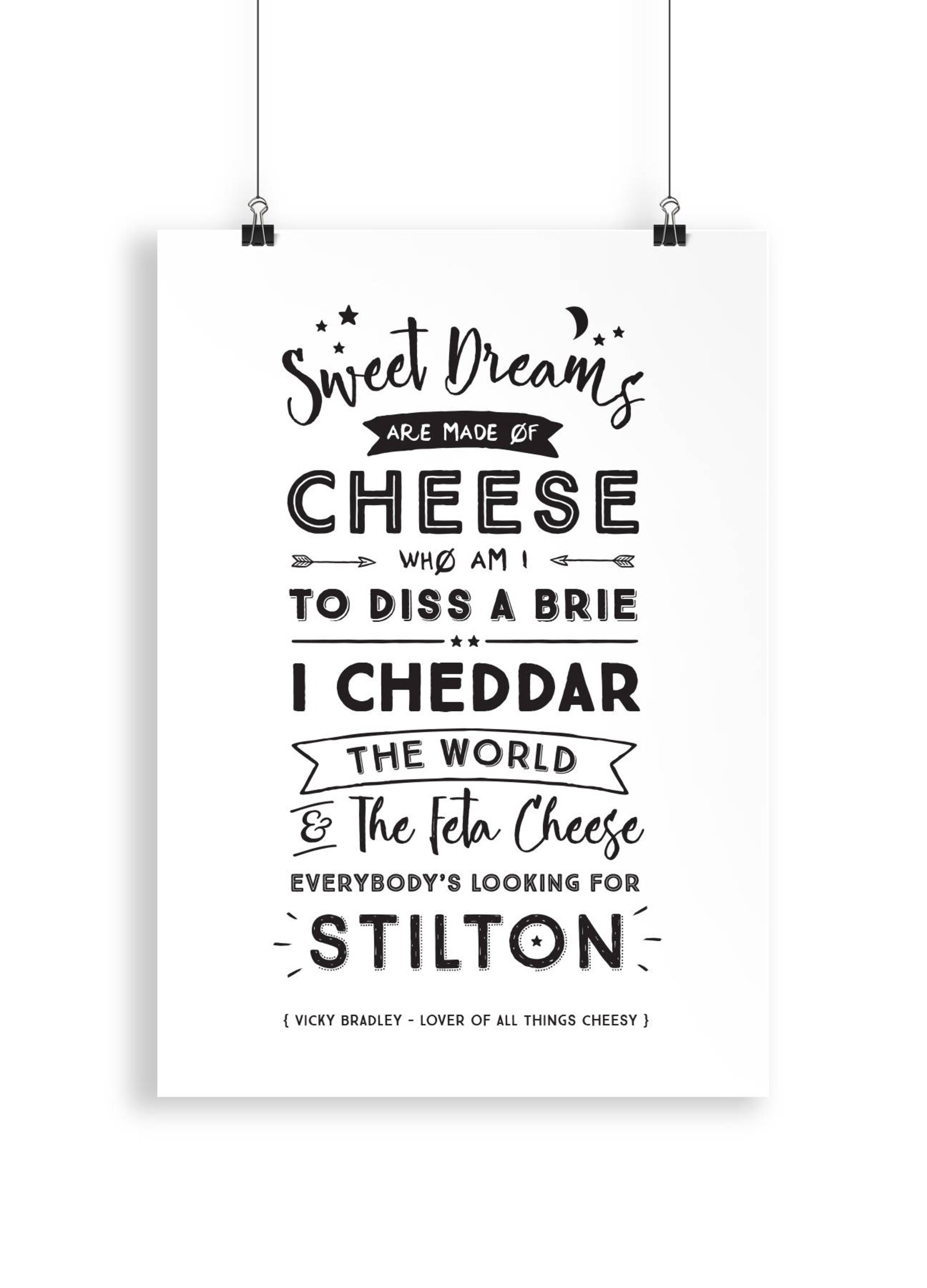 Cheese Lover Sweet Dreams Print A4 and A3 Etsy