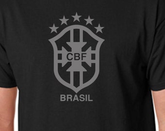 Black Brasil T Shirt Custom Soccer Grey Brazil