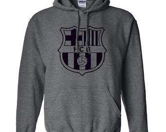 Barcelona FC Gray Soccer Hoodie Custom Grey Unisex Adult Hoody