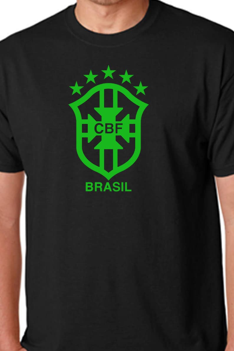 Black Brasil T Shirt Custom Soccer Grey Brazil image 2